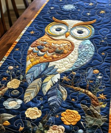Moonlit Owl Quilted Table Runner
