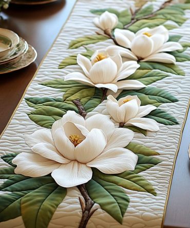 Moonlit Petals Quilted Table Runner
