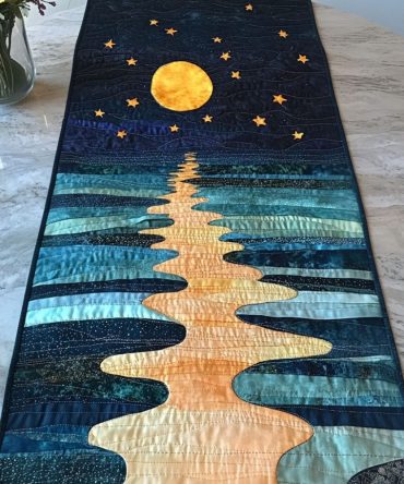 Moonlit Reflection Quilted Table Runner