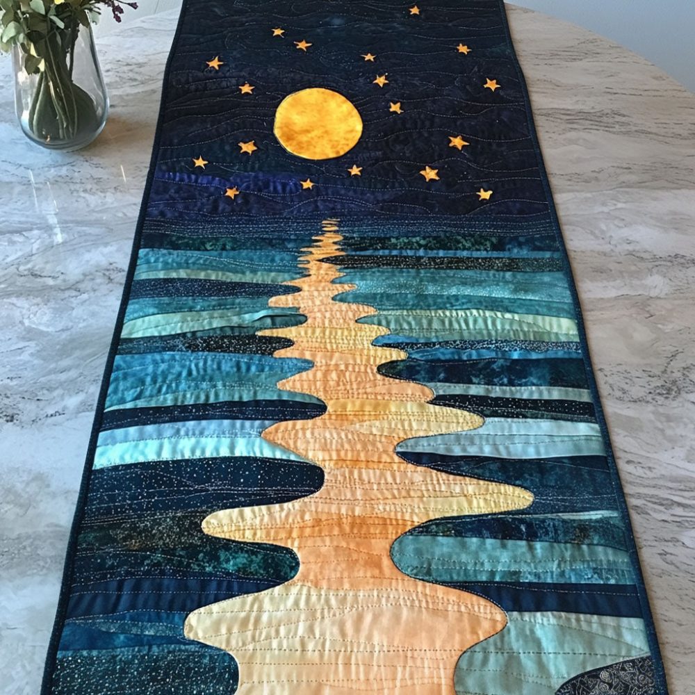 Moonlit Reflection Quilted Table Runner