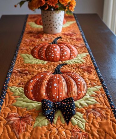 Morning Pumpkin Glow Quilted Table Runner