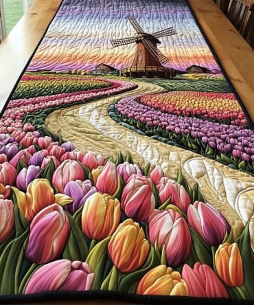 Morning Tulip Breeze Quilted Table Runner