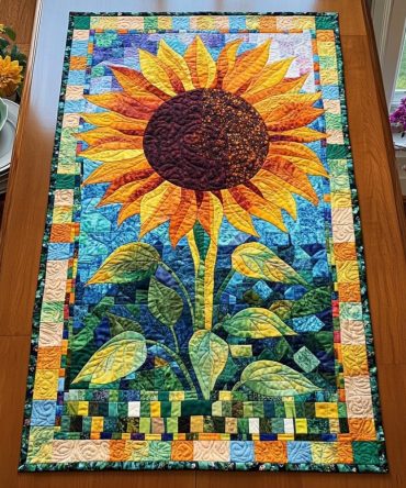 Mosaic Sunflower Quilted Table Runner