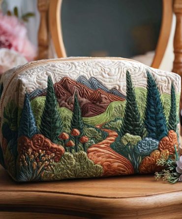 Mossy Pathways Quilted Makeup Bag