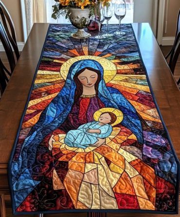 Mother Mary Quilted Table Runner