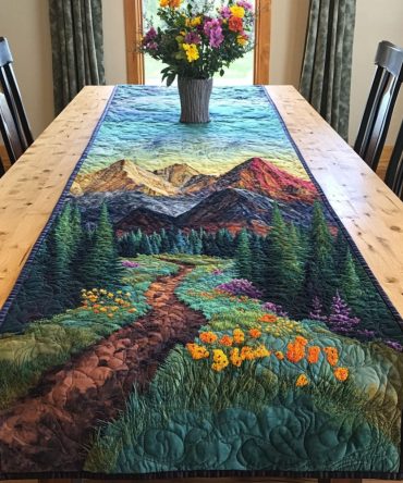 Mountain Bloom Trail Quilted Table Runner