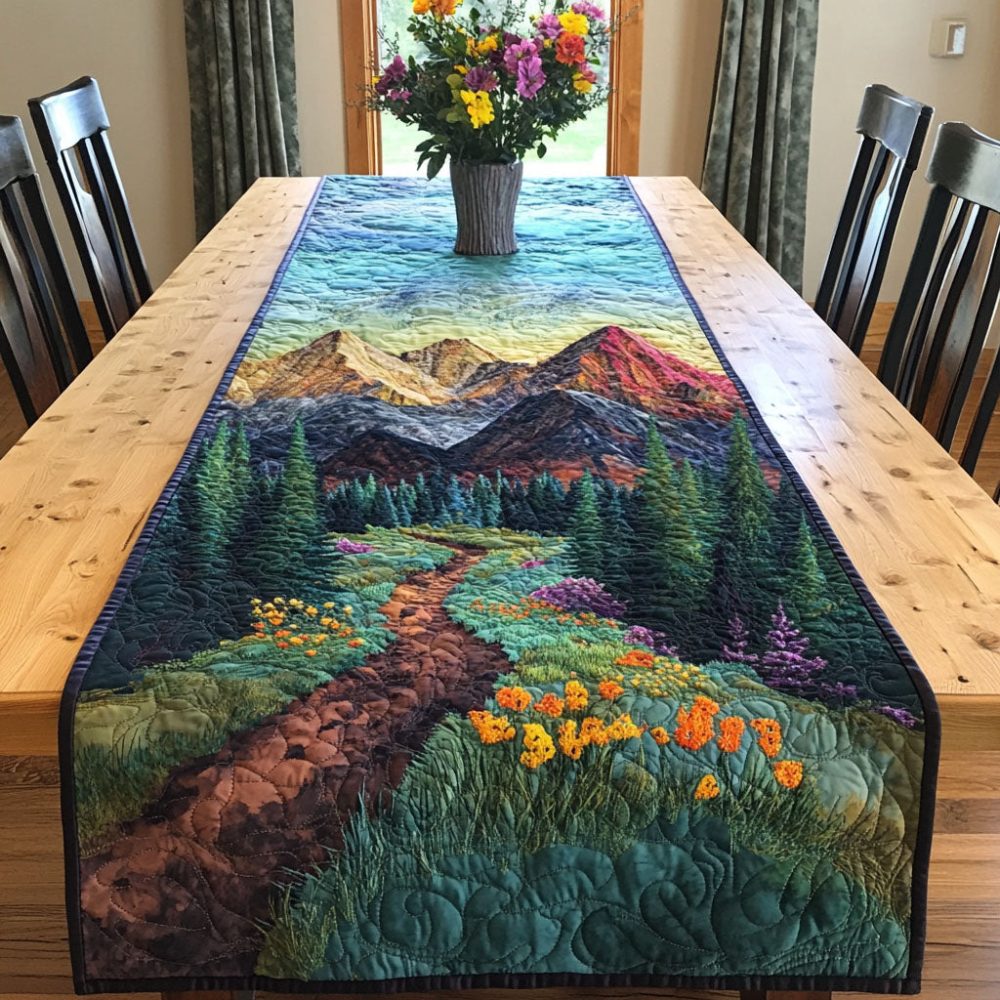 Mountain Bloom Trail Quilted Table Runner