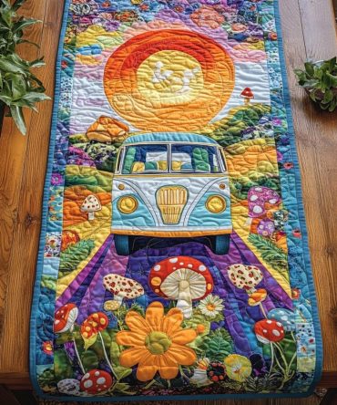 Mountain Retreat Hippie Quilted Table Runner