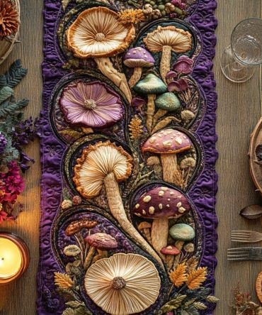 Mushroom Magic Quilted Table Runner