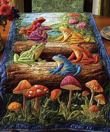 Mushroom Meadow Magic Quilted Table Runner