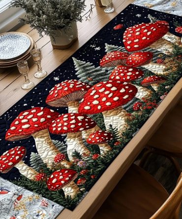 Mushroom Meadow Quilted Table Runner