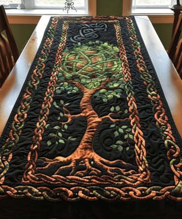 Mystic Tree Of Life Quilted Table Runner