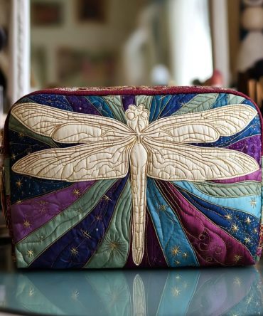 Mystic Dragonfly Quilted Makeup Bag