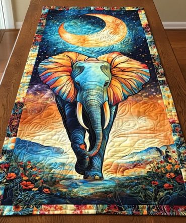 Mystic Elephant Quilted Table Runner