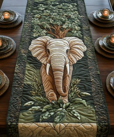 Mystic Elephant Quilted Table Runner