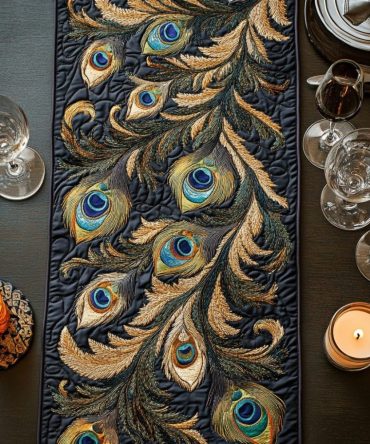 Mystic Feather Quilted Table Runner