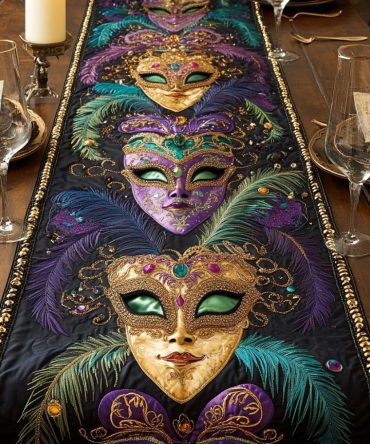 Mystic Mardi Quilted Table Runner