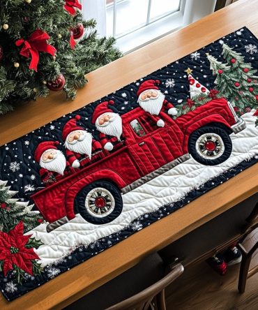 Mystic Meadow Gnome Quilted Table Runner