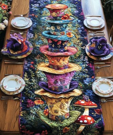 Mystic Toadstool Quilted Table Runner
