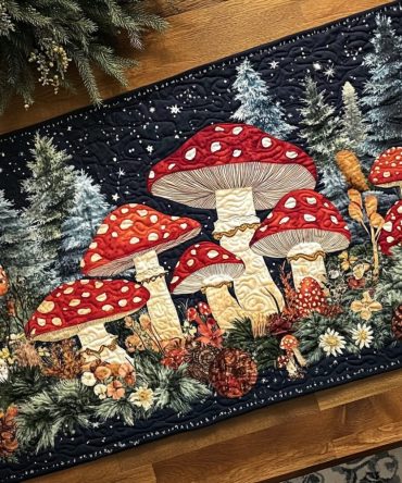 Mystic Toadstools Quilted Table Runner