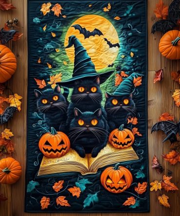 Mystical Cats Quilted Table Runner