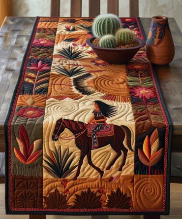 Native American Horse Quilted Table Runner