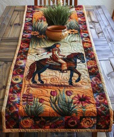 Native American Horse Quilted Table Runner