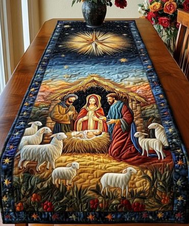 Nativity Under The Stars Quilted Table Runner