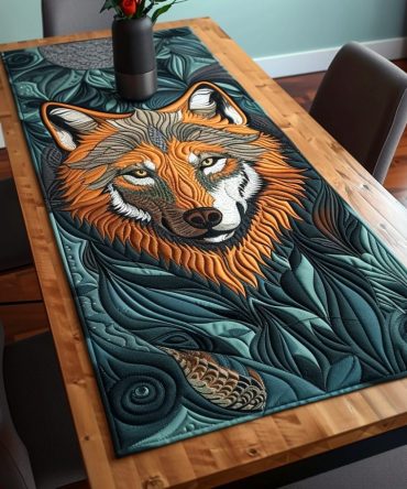Nature'S Guardian Wolf Quilted Table Runner