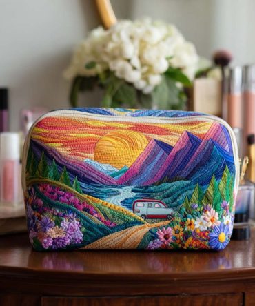 Natures Journey Ride Quilted Makeup Bag