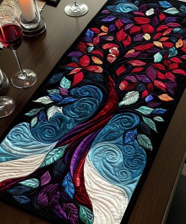 Nebula Tree Reflection Quilted Table Runner