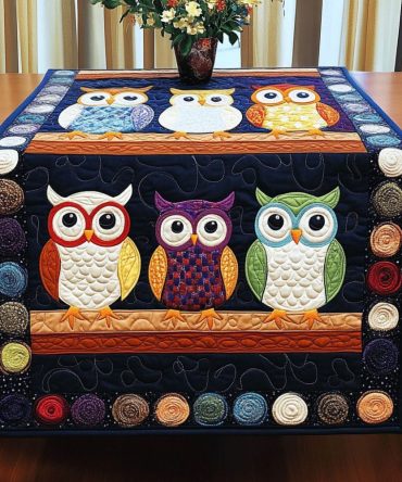 Night Watch Owls Quilted Table Runner