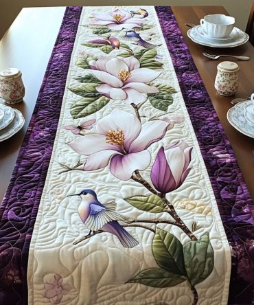 Noble Magnolia Quilted Table Runner