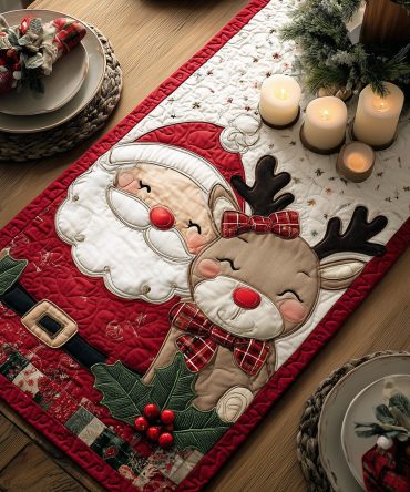 Noel Heartlight Quilted Table Runner