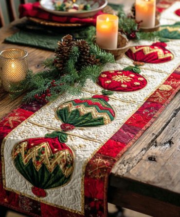 Noel Light Quilted Table Runner