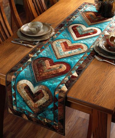 Nomad Hearts Quilted Table Runner