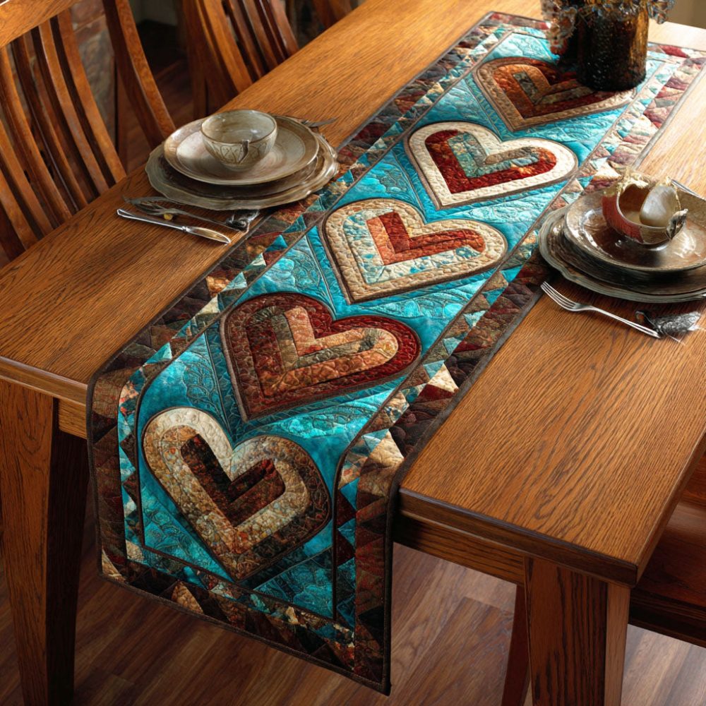 Nomad Hearts Quilted Table Runner