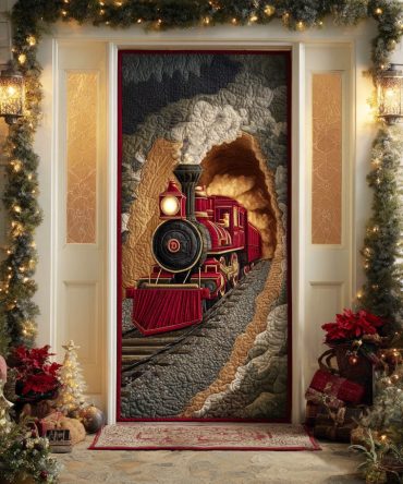 North Village Train Quilted Door Cover