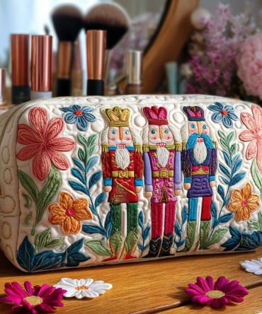 Nutcracker Charm Quilted Makeup Bag
