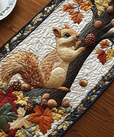 Nutcracker Squirrel Quilted Table Runner