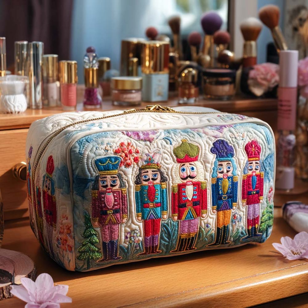Nutcracker Treasure Quilted Makeup Bag