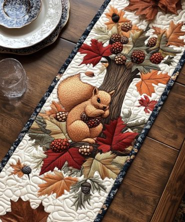 Nutty Autumn Quilted Table Runner