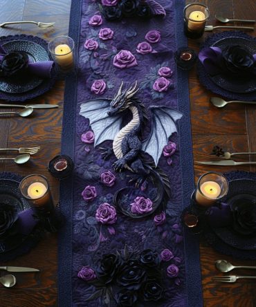 Obsidian Wyrm Quilted Table Runner