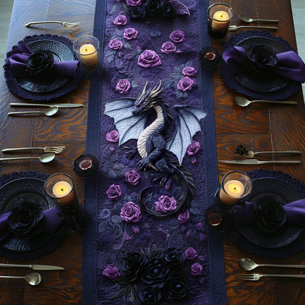 Obsidian Wyrm Quilted Table Runner