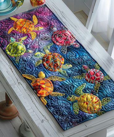 Ocean Journey Turtle Quilted Table Runner