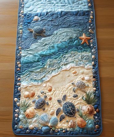 Ocean Shores Turtle Quilted Table Runner