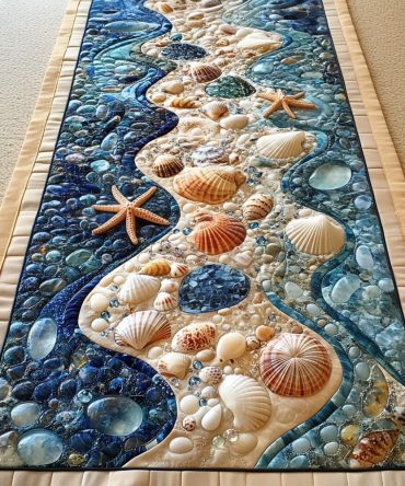 Ocean Bloom Quilted Table Runner