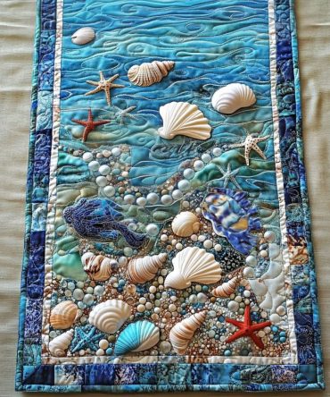 Ocean Harmony Quilted Table Runner