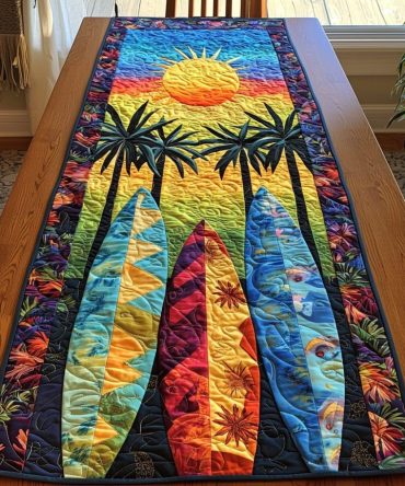 Ocean Surfboard Quilted Table Runner
