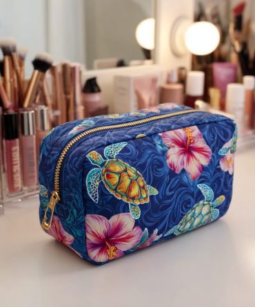 Ocean Turtle Quilted Makeup Bag